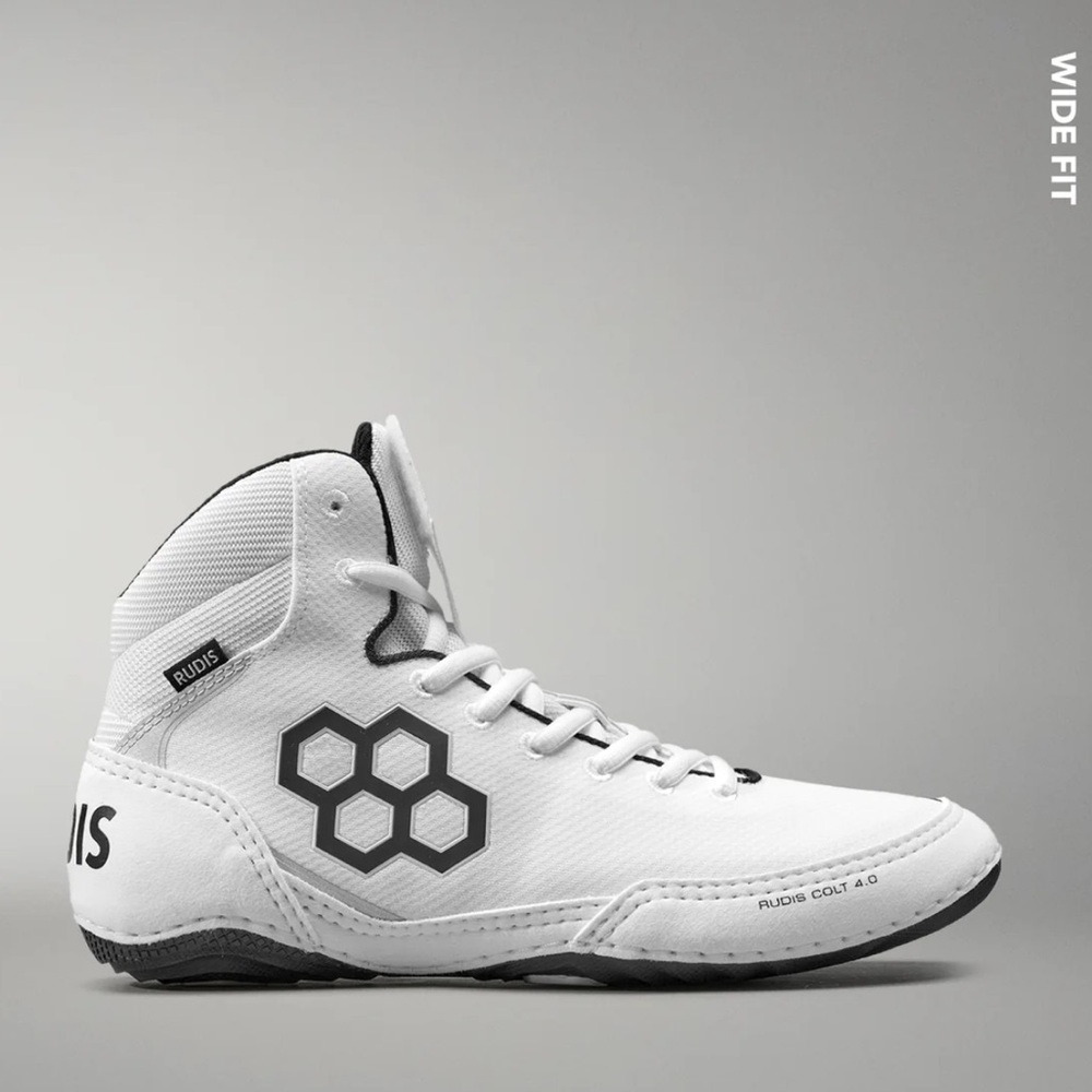 Rudis Colt 4.0 Wide Adult Wrestling Shoes - White and Black